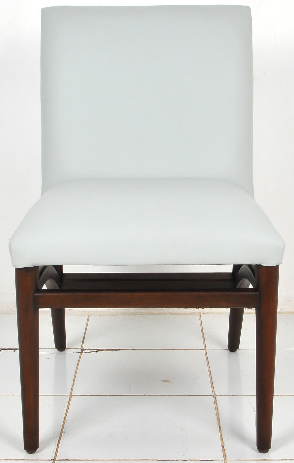 Scandinavian greek restaurant dining chair with teak and leather