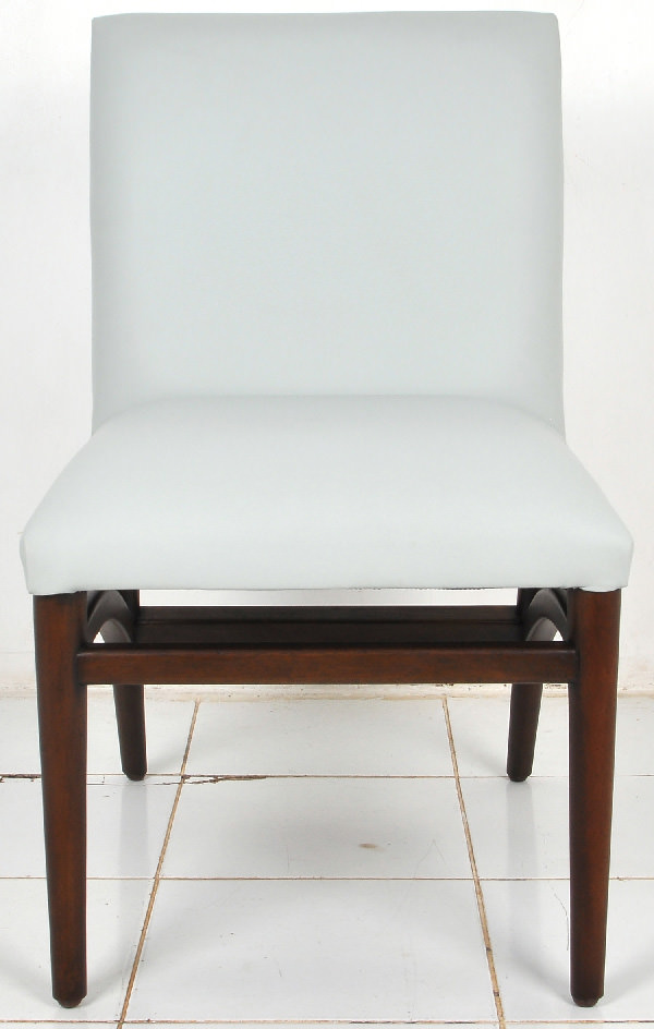 Scandinavian greek restaurant dining chair with teak and leather