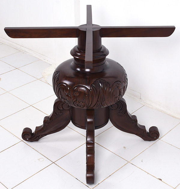 custom-made restaurant table legs with dark brown finish