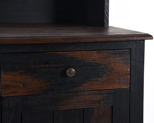 Shisha teak cabinet with handmade wood carvings lion head with dark distressed vintage finish
