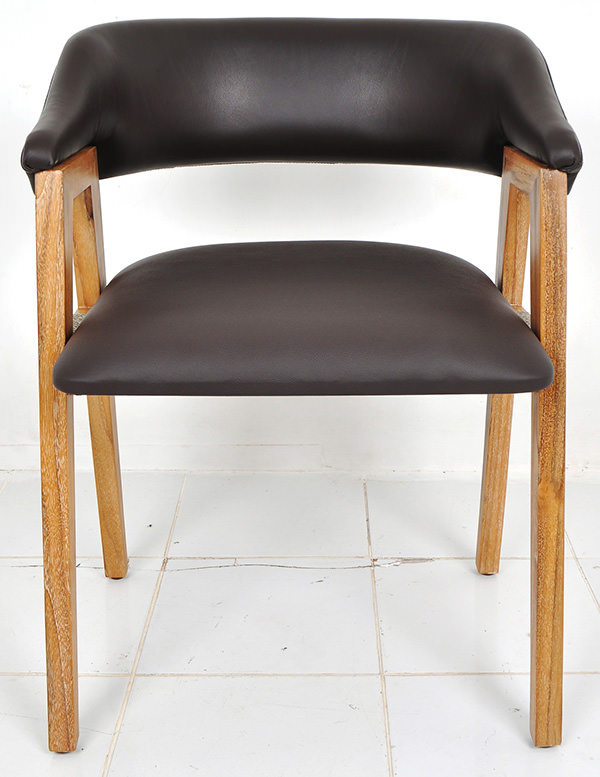 Scandinavian leather and teak dining chair