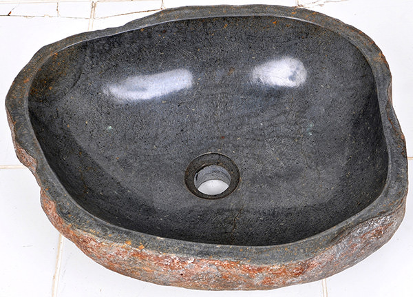 polished riverstone sink