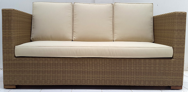 wicker sofa with cushions