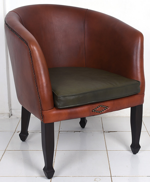 antique leather tub chair