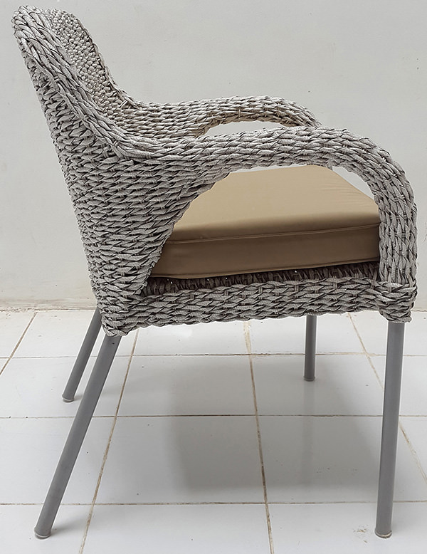 synthetic rattan armchair with cushion seat