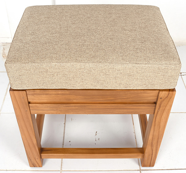 solid teak stool with Quickdry foam