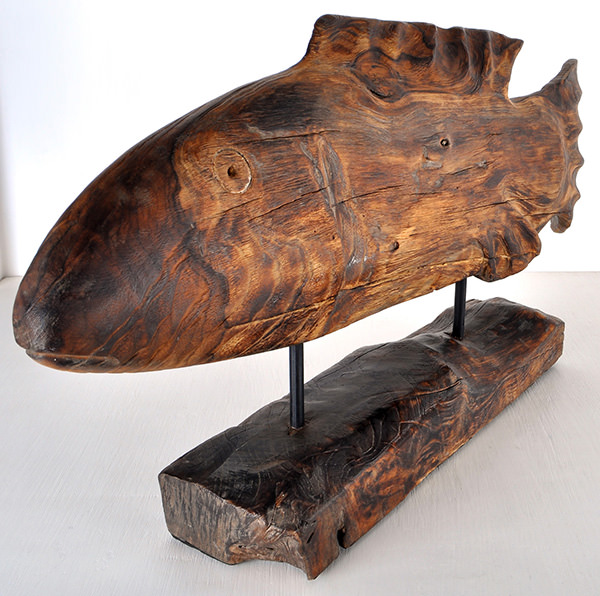 Reclaimed wooden fish sculpture