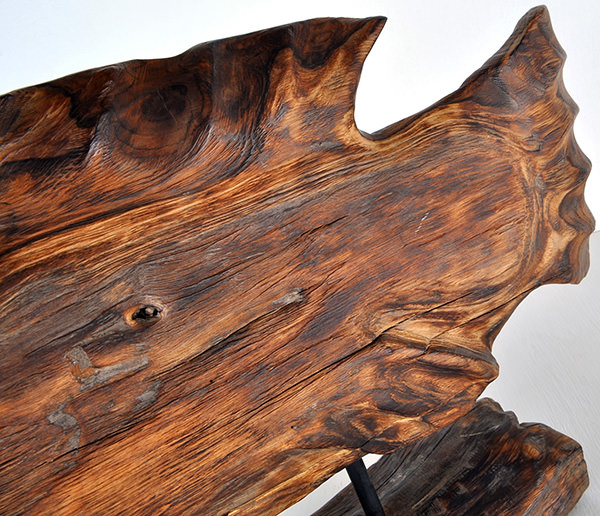 Reclaimed wooden fish sculpture with Sugi Ban finish