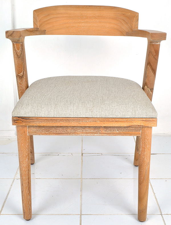 simple indoor Scandinavian teak dining chair with upholstery