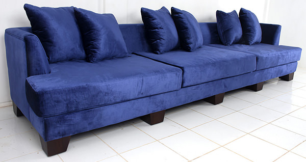 Blue velvet couch