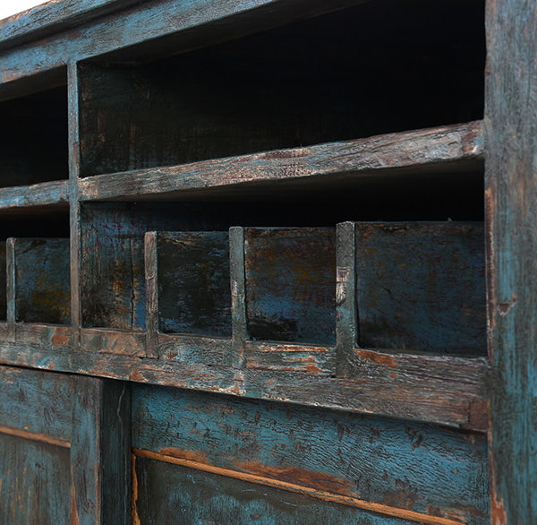 distressed bespoke waiter station for Peruvian restaurant with cutlery rack