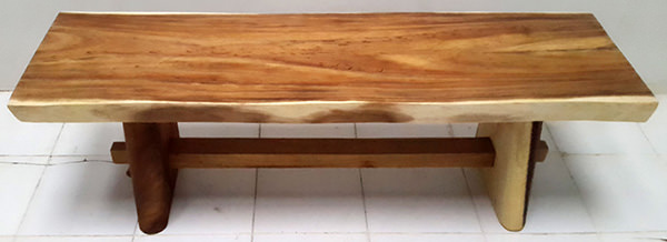 suar wooden table with foot rest and natural color and edges