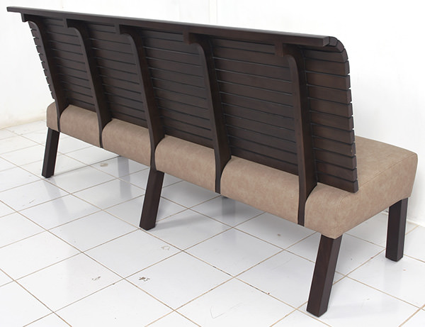 mahogany and leather dining banquette bench