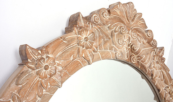 teak mirror frame with wood carvings