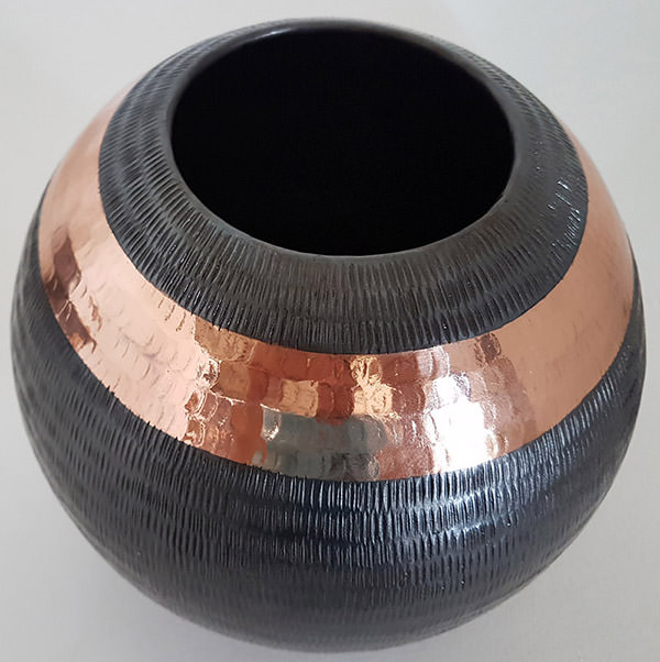 hand hammered copper candle holder