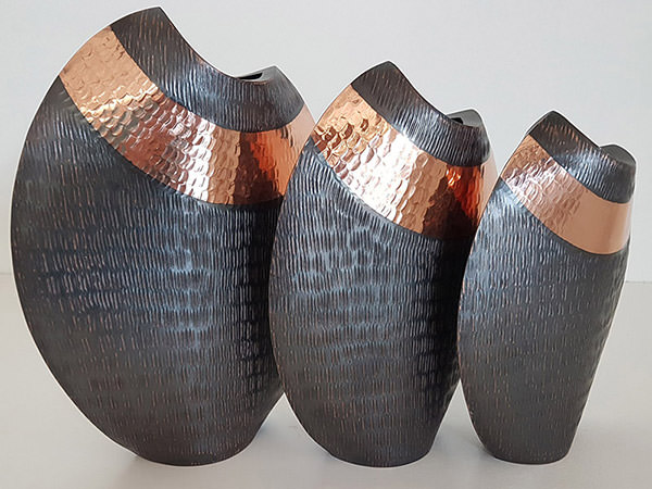 copper vase hammered by hand