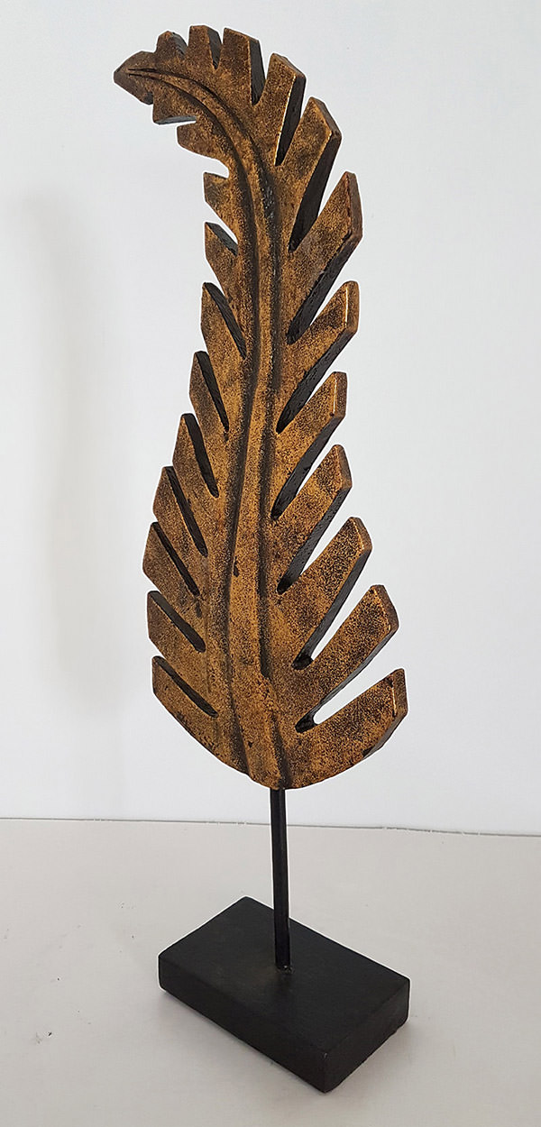 palm tree leaf wooden standing sculpture for home decor