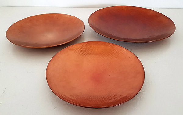 set of 3 copper kitchen plates