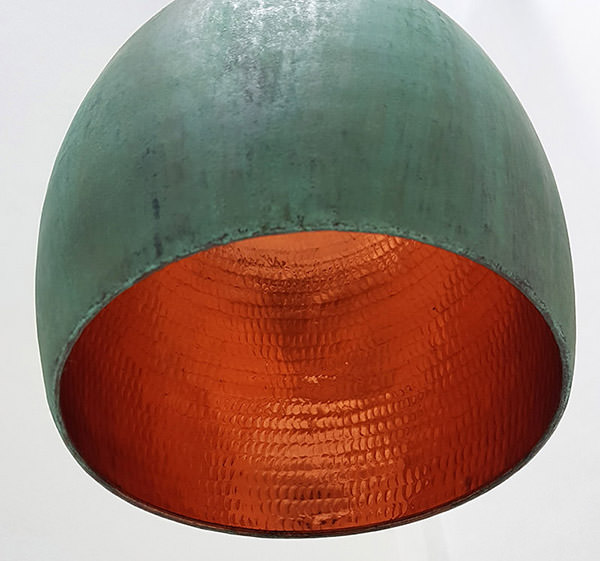 copper hanging lamp with bespoke finishing