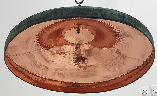 copper hanging lamp hand hammered