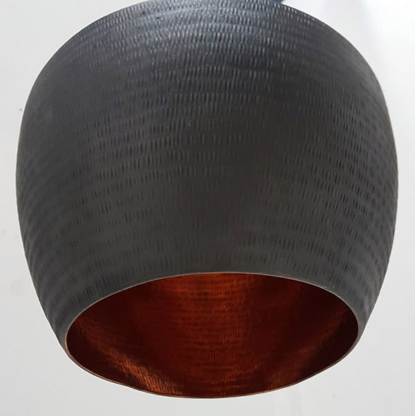 copper hanging lamp with black oxydation
