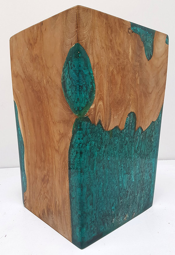 solid teak and resin stool