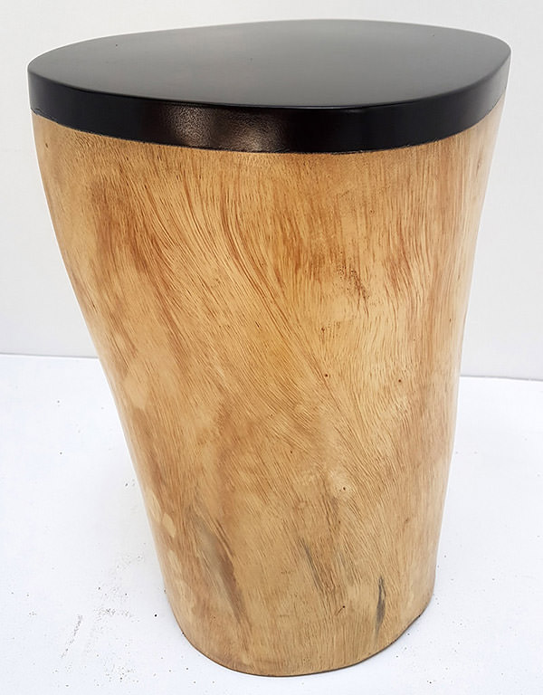 solid suar stool with black resin top