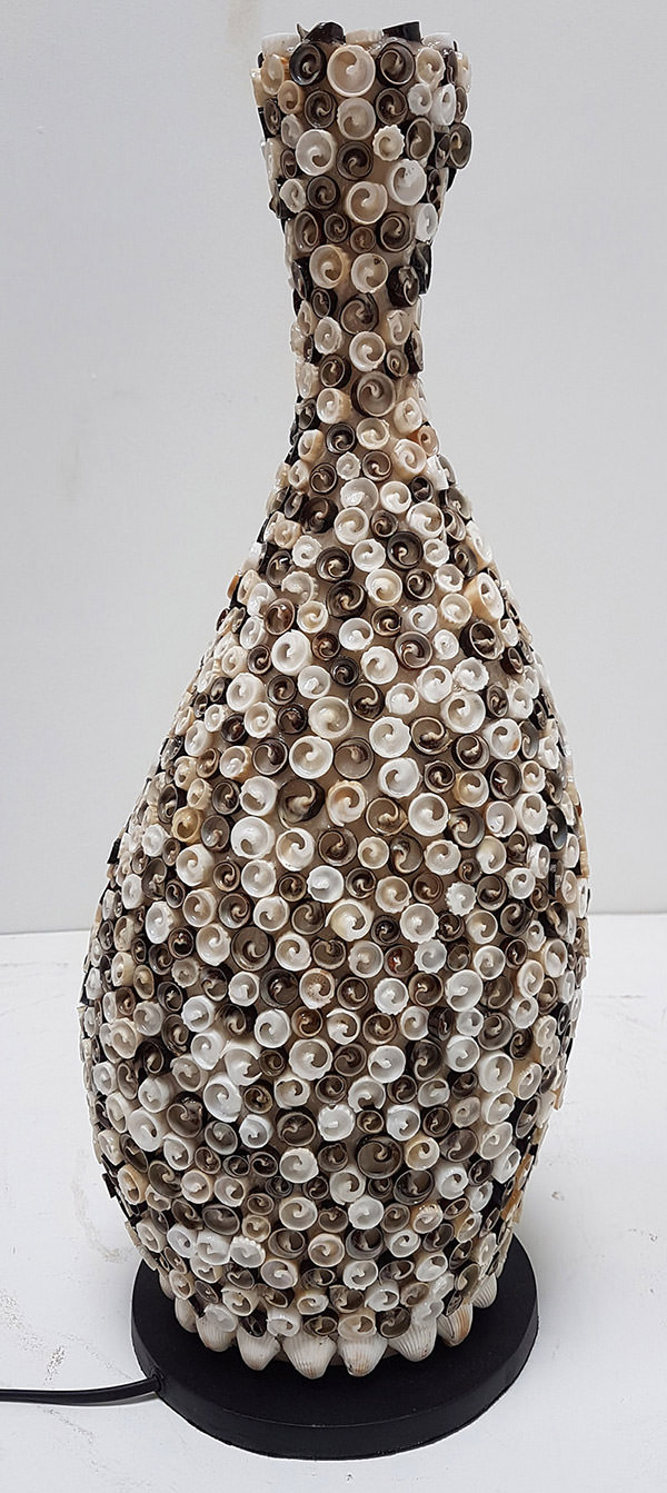 brown and white shells lamp