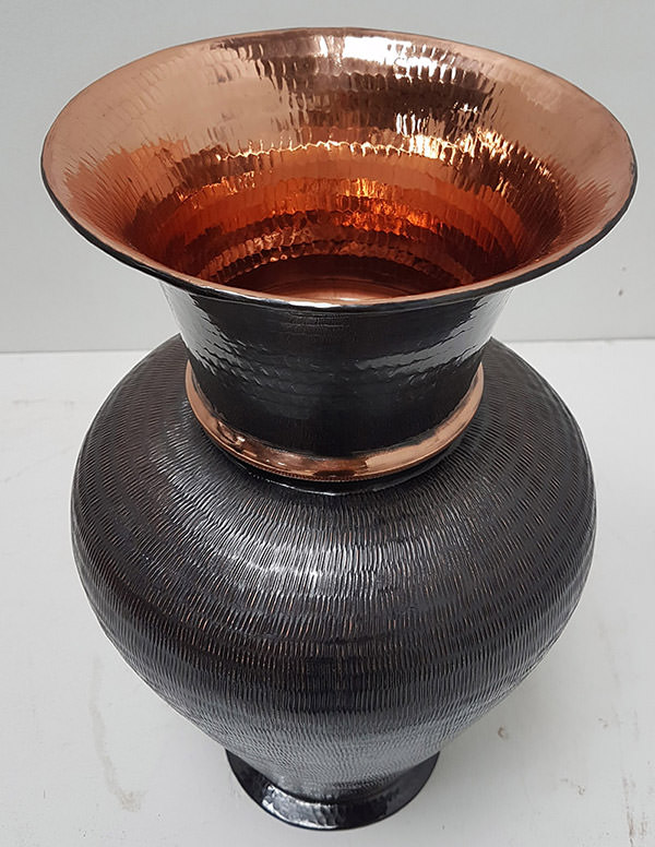 hand hammered copper vase