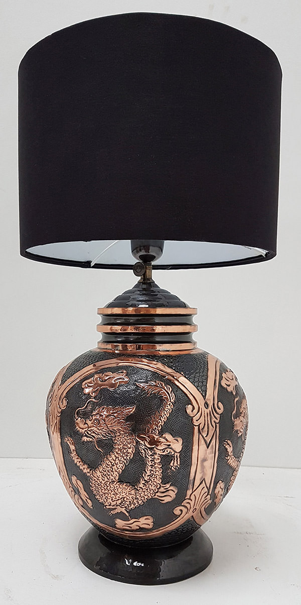 copper lamp with dragon embossed