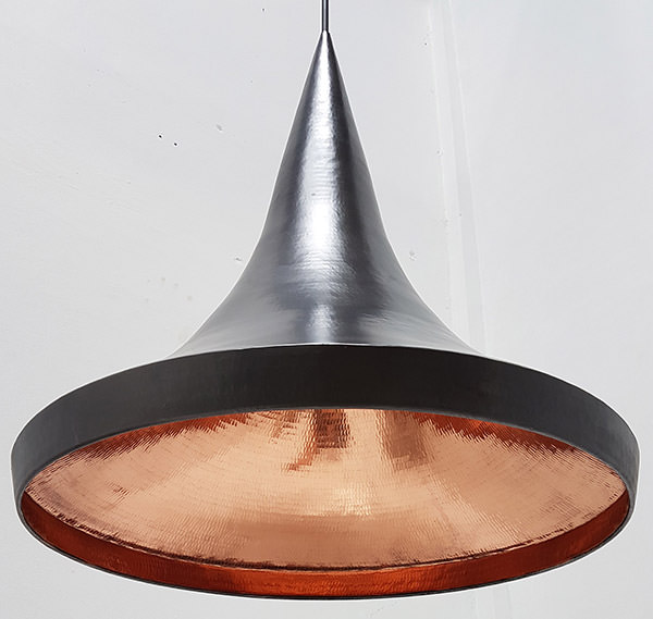 black copper lamp with natural red color inside