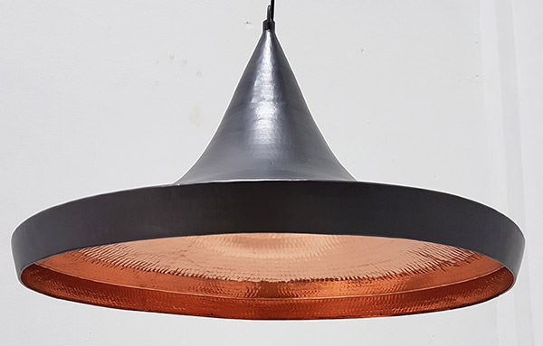 black and red copper lamp