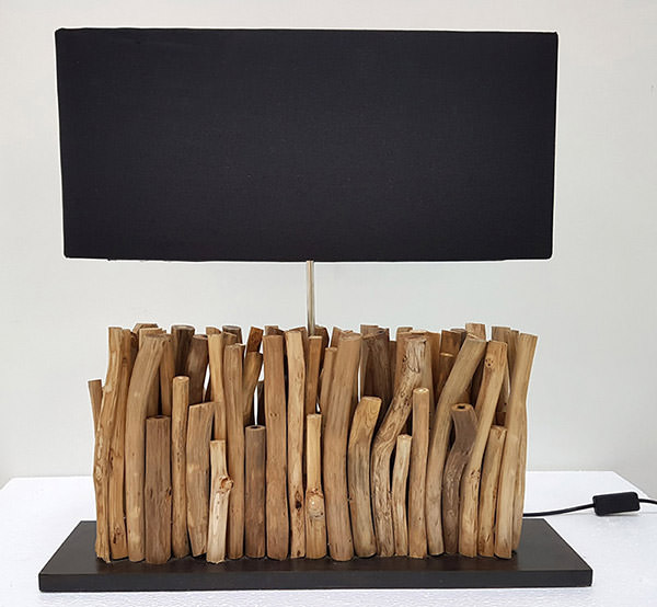 wooden night lighting with black shade