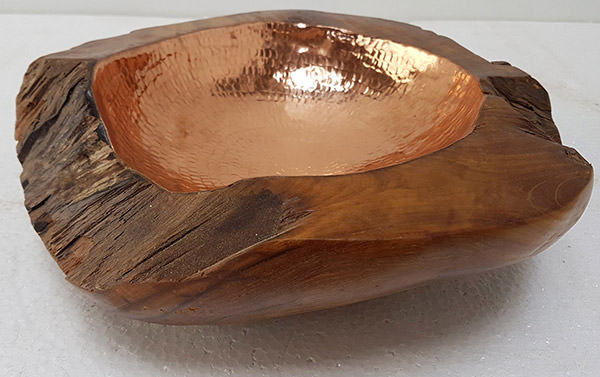 teak plate with copper insert