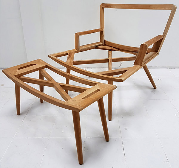 scandinavian chair with footrest