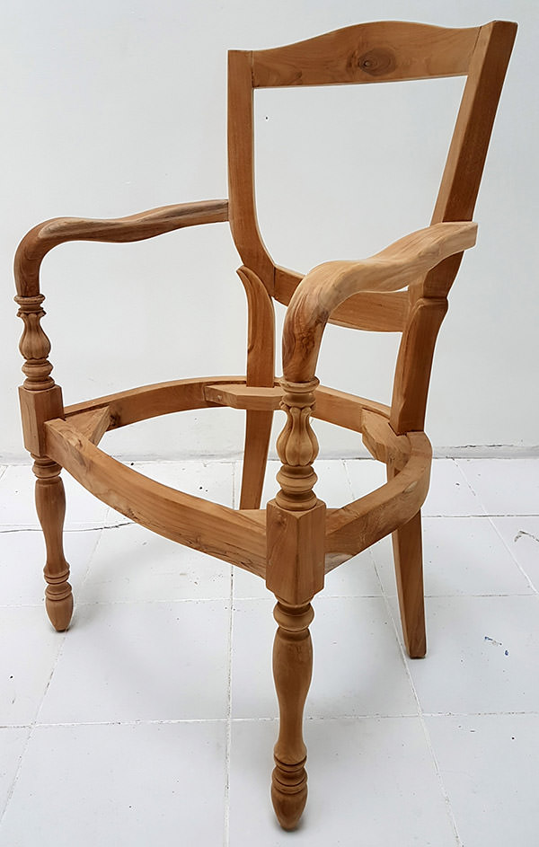 french wooden seat without upholstery