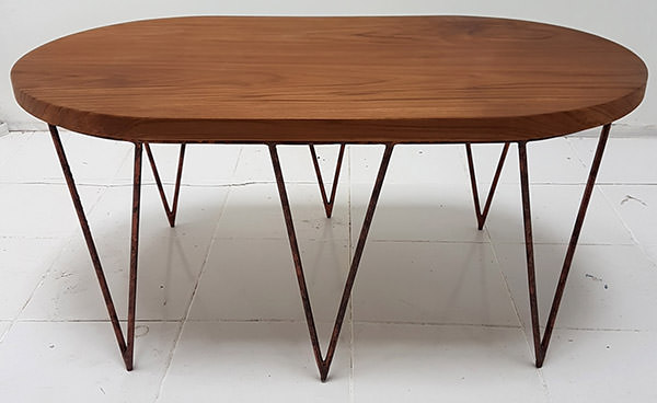 metal and teak scandinavian table