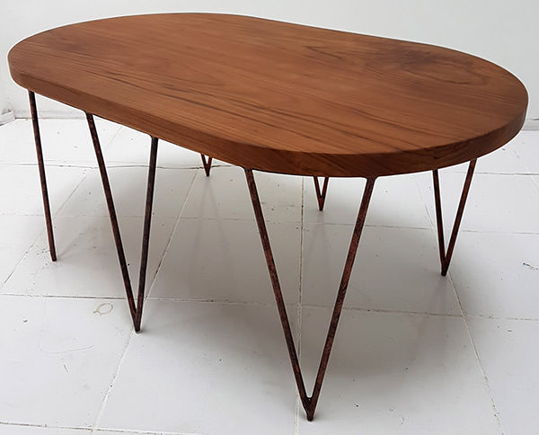 vintage metal and teak scandinavian table
