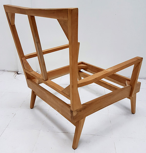 teak wooden seat frame back view