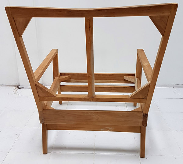 detail of the teak wooden seat frame