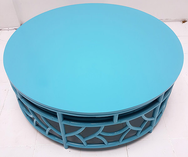 blue cane round coffee table