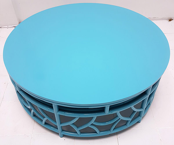 blue cane round coffee table