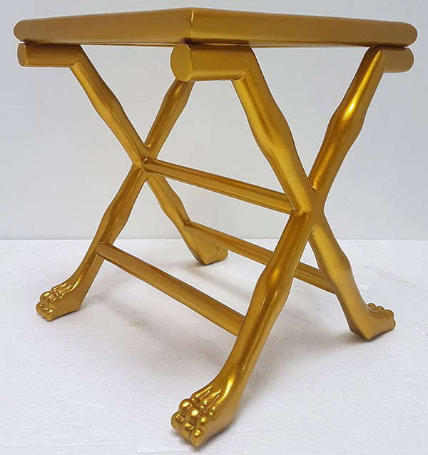 golden side table with lion legs