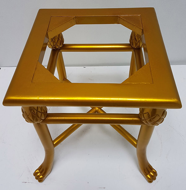 top view of the side table frame with gold finishing