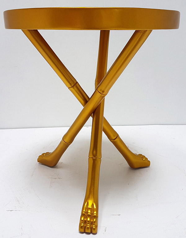 side table frame with gold finishing and lion legs