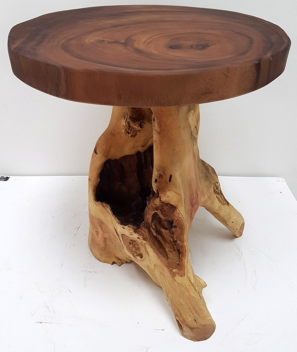 natural teak root side table