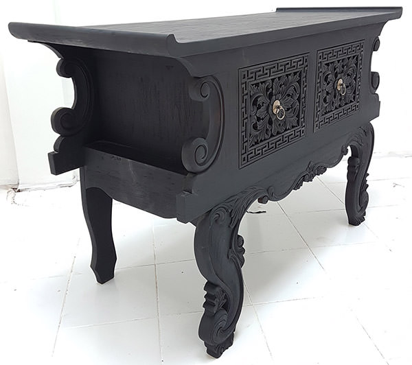 Chinese teak sideboard with handmade carvings