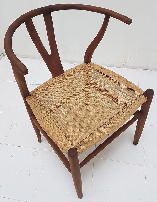 teak and natural loom scandinavian chair