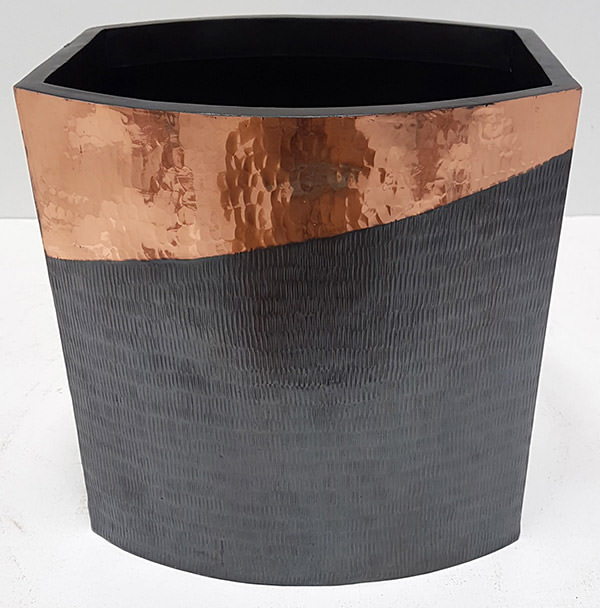 black and copper flower pot