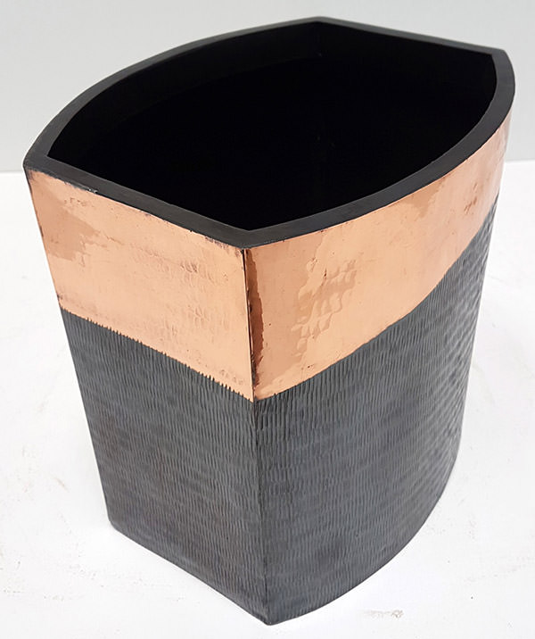 black and copper pot